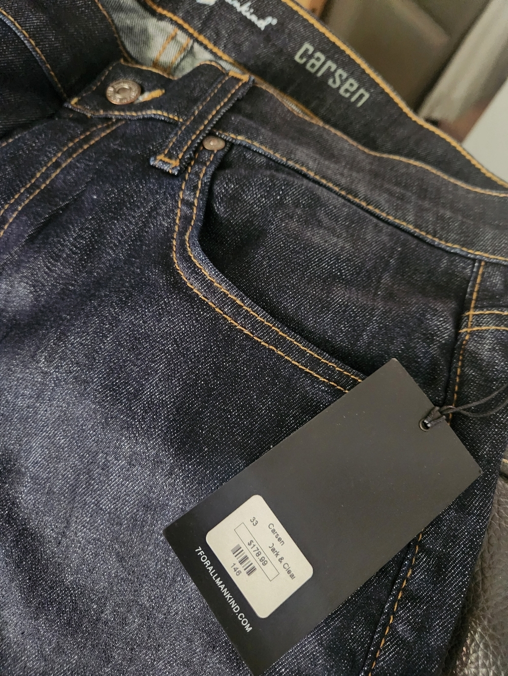 7 For All Mankind Men’s Dark Indigo Slim Straight Jeans